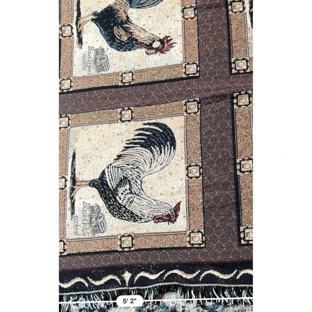 Mohawk Home Rooster Throw Blanket Unisex OS Brown Excellent Woven Cotton Fringed